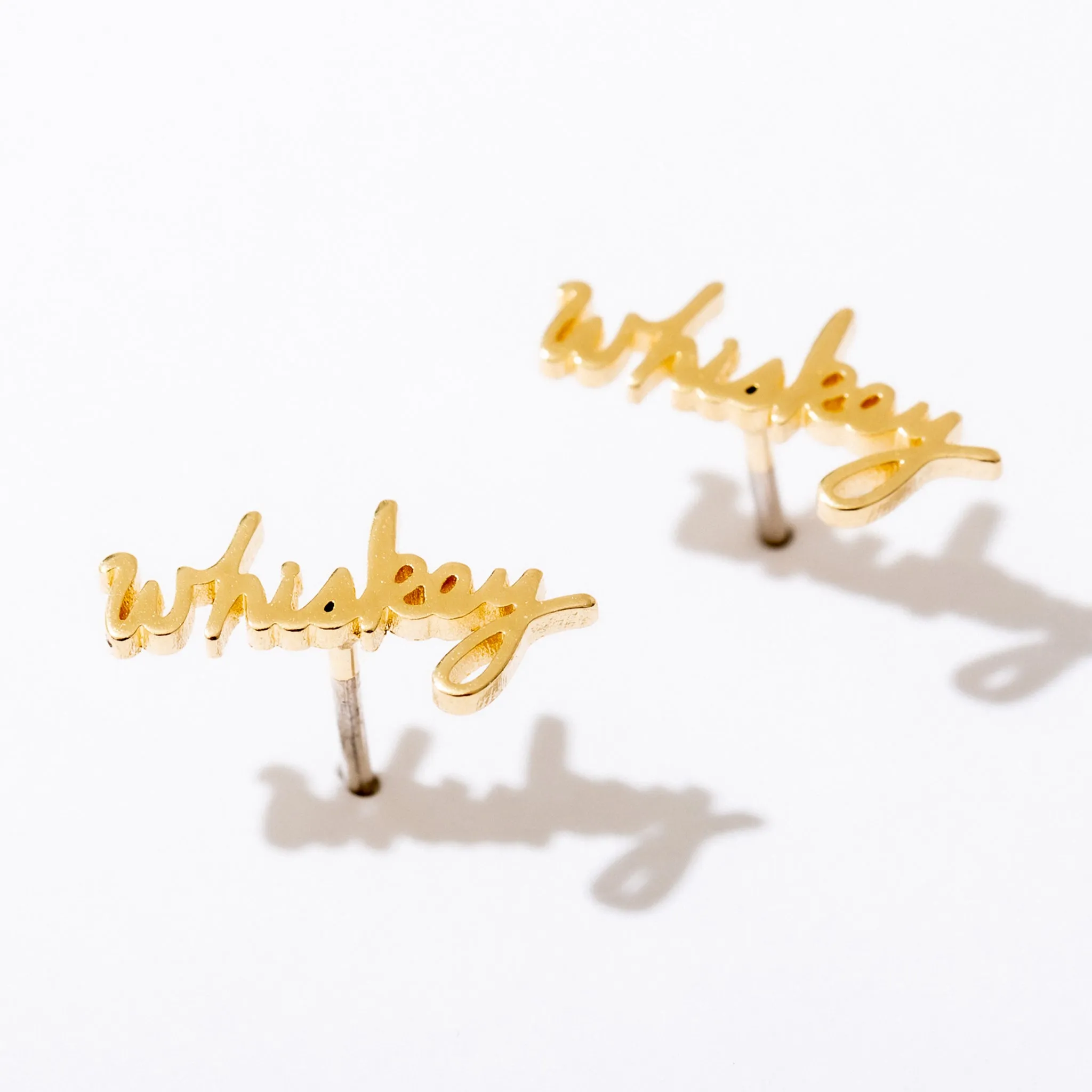 Whiskey Script Stud Earrings