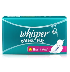 Whisper Sanitary Pads - Maxi Fit L Wings 8 Pads