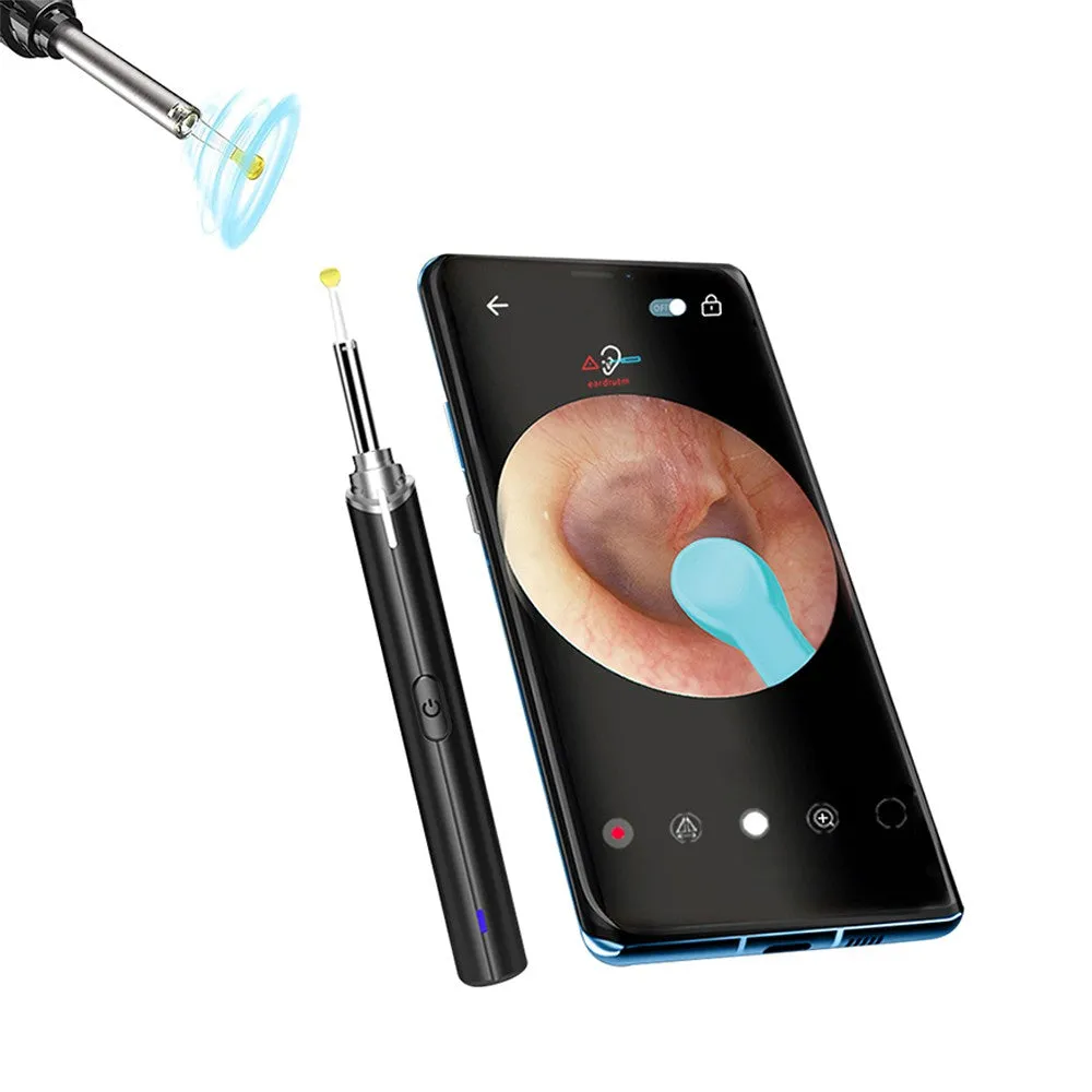 WIFI Connection Ear Wax Removal Tool Ear Set Camera Wireless Ear Endoscope Spoon Black