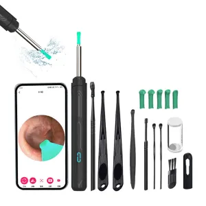Wireless WiFi Ear Wax Remover with Otoscope Earwax Removal Tool Kit For Adult Kids Black