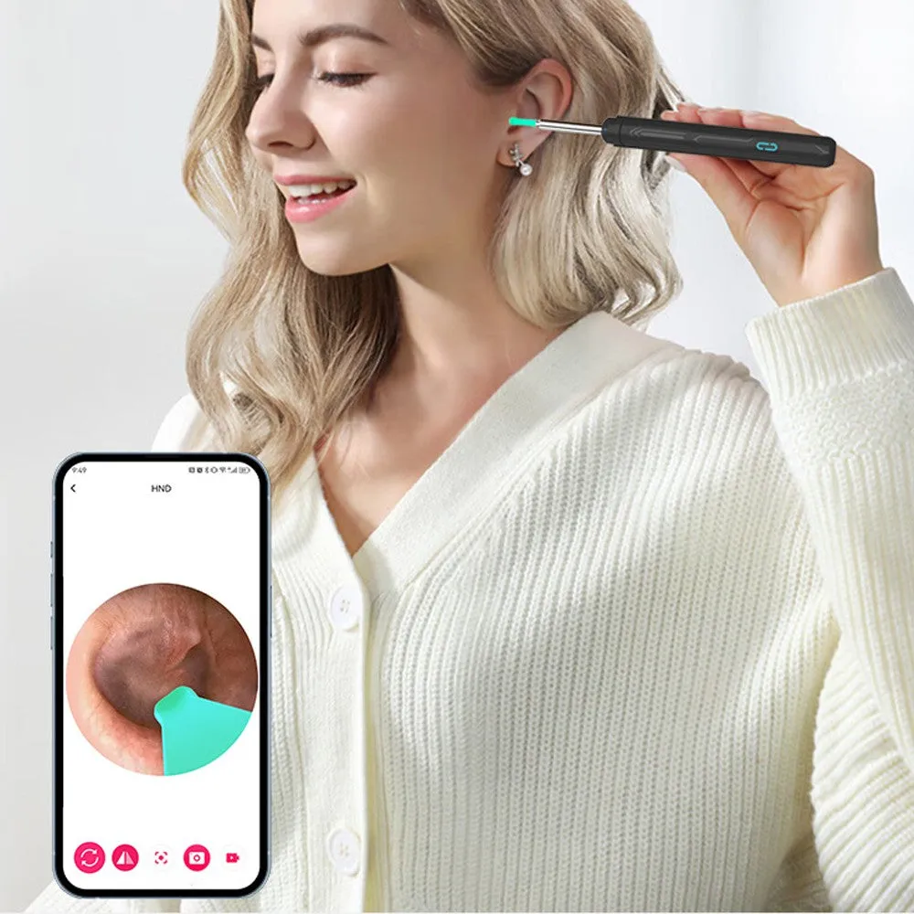 Wireless WiFi Ear Wax Remover with Otoscope Earwax Removal Tool Kit For Adult Kids Black