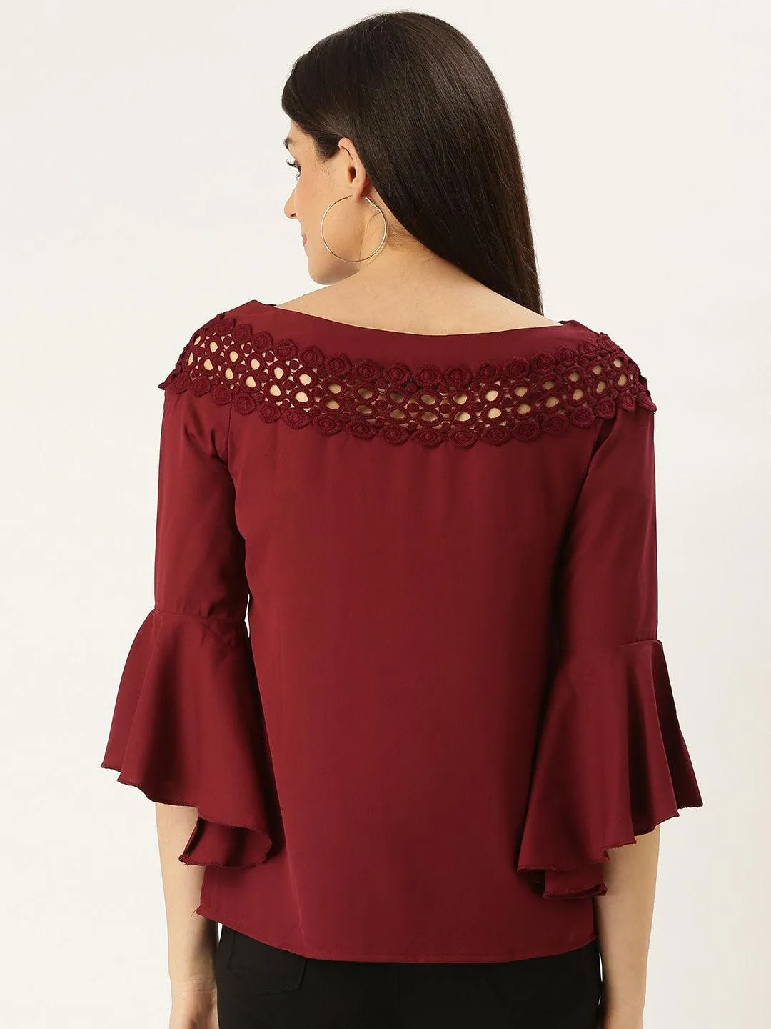 Women Burgundy Solid Top
