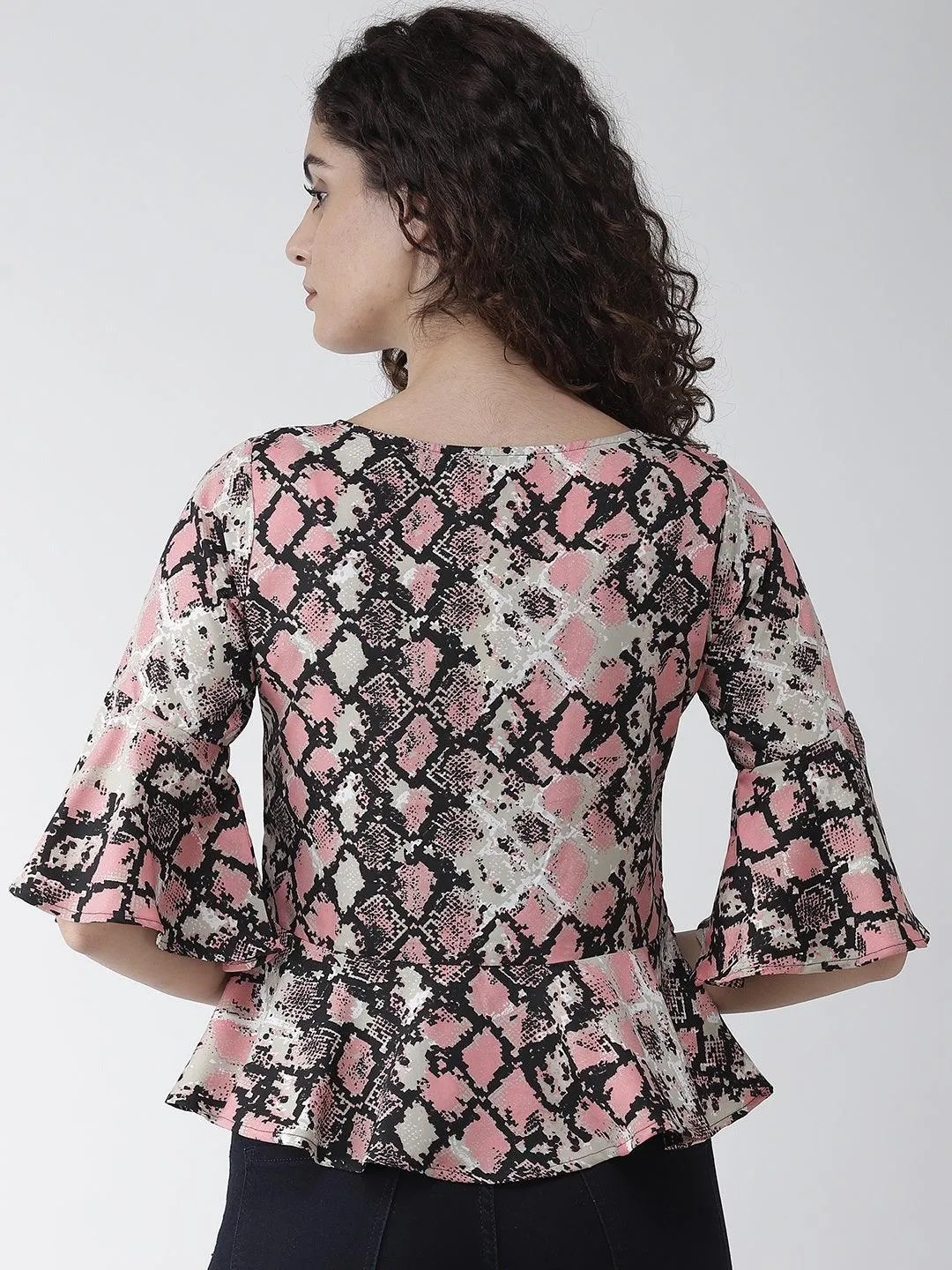 Women Pink & Black Snakeskin Print A-Line Top