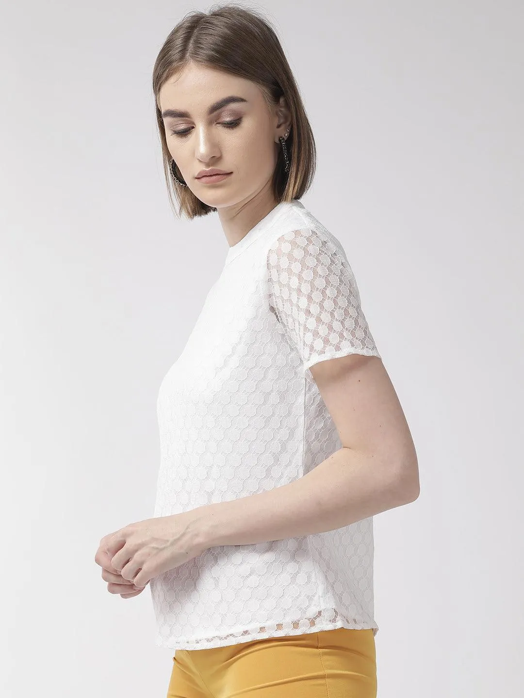 Women White Lace Top