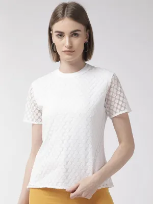 Women White Lace Top