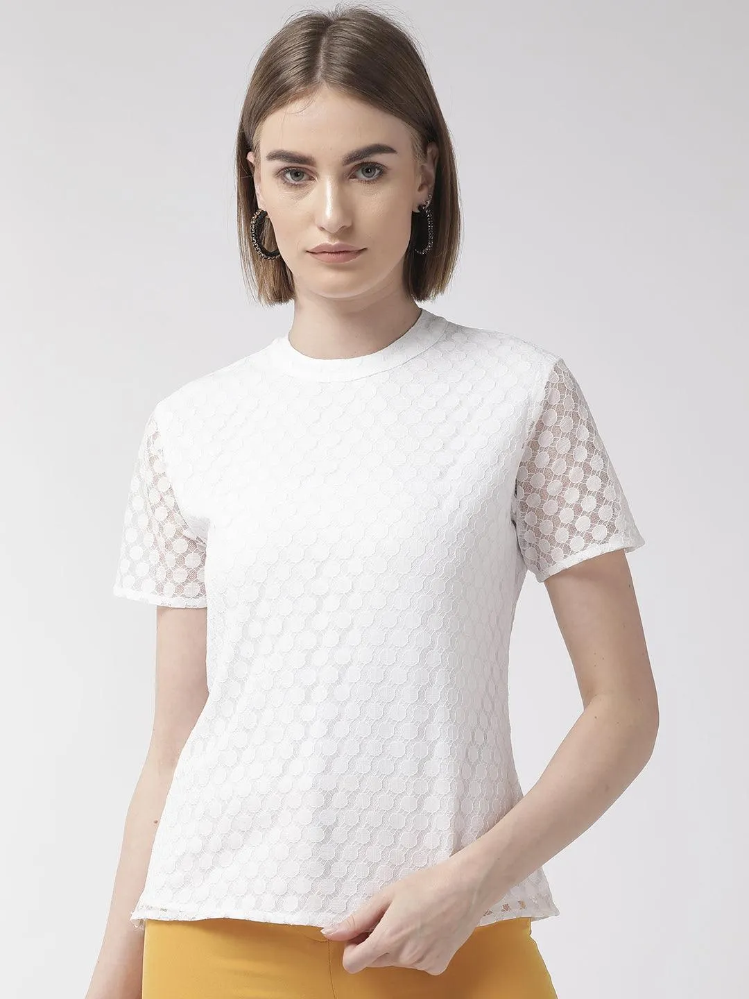 Women White Lace Top