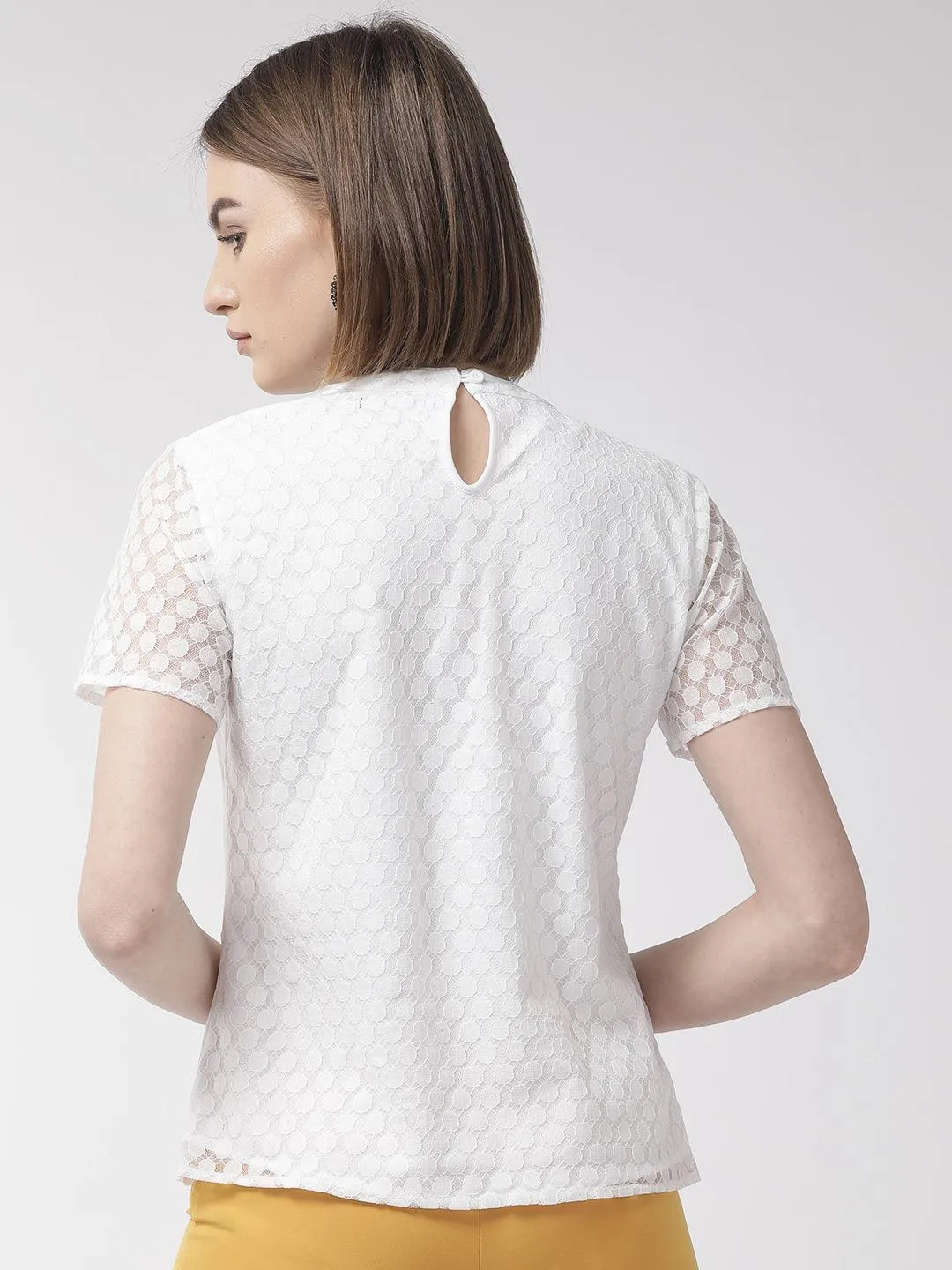 Women White Lace Top