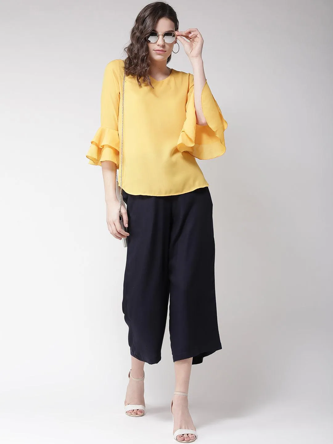 Women Yellow Solid Top