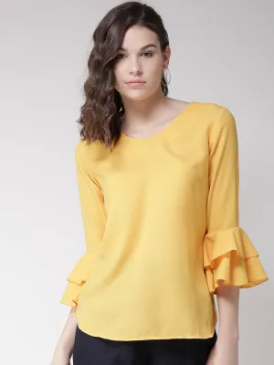 Women Yellow Solid Top