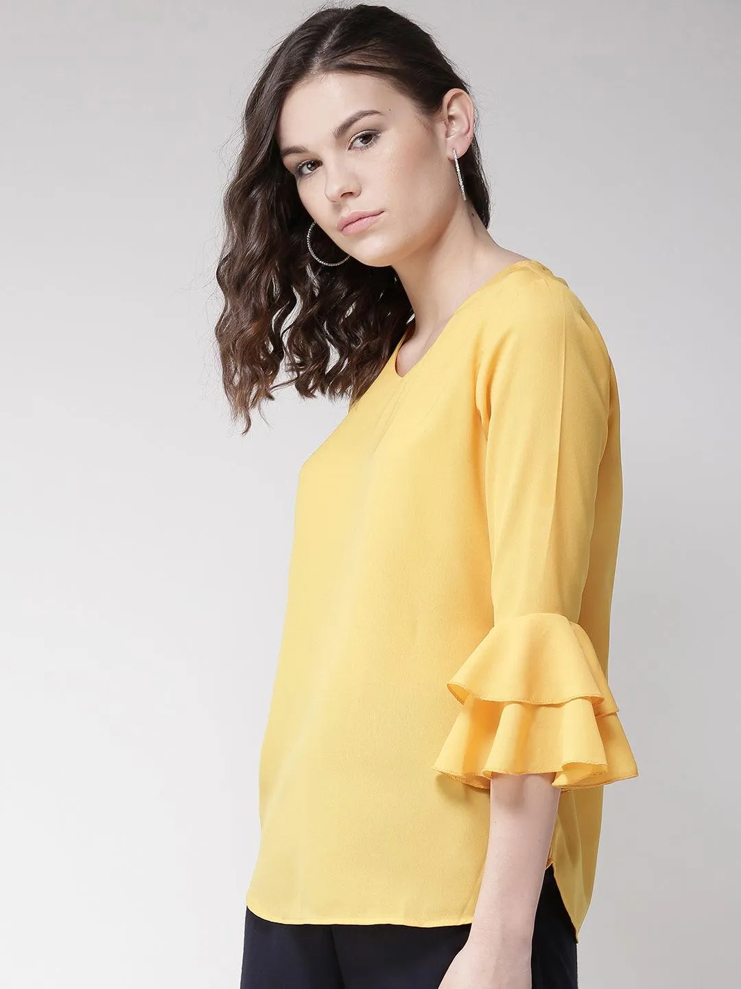 Women Yellow Solid Top