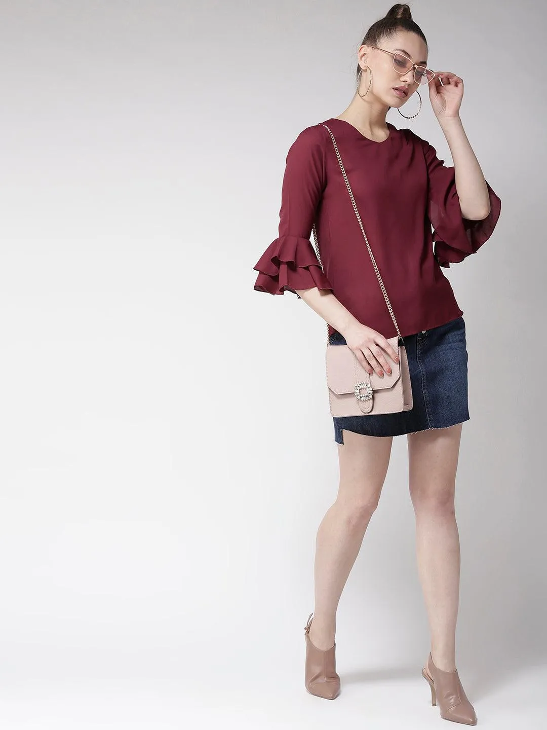 Women Yellow Solid Top