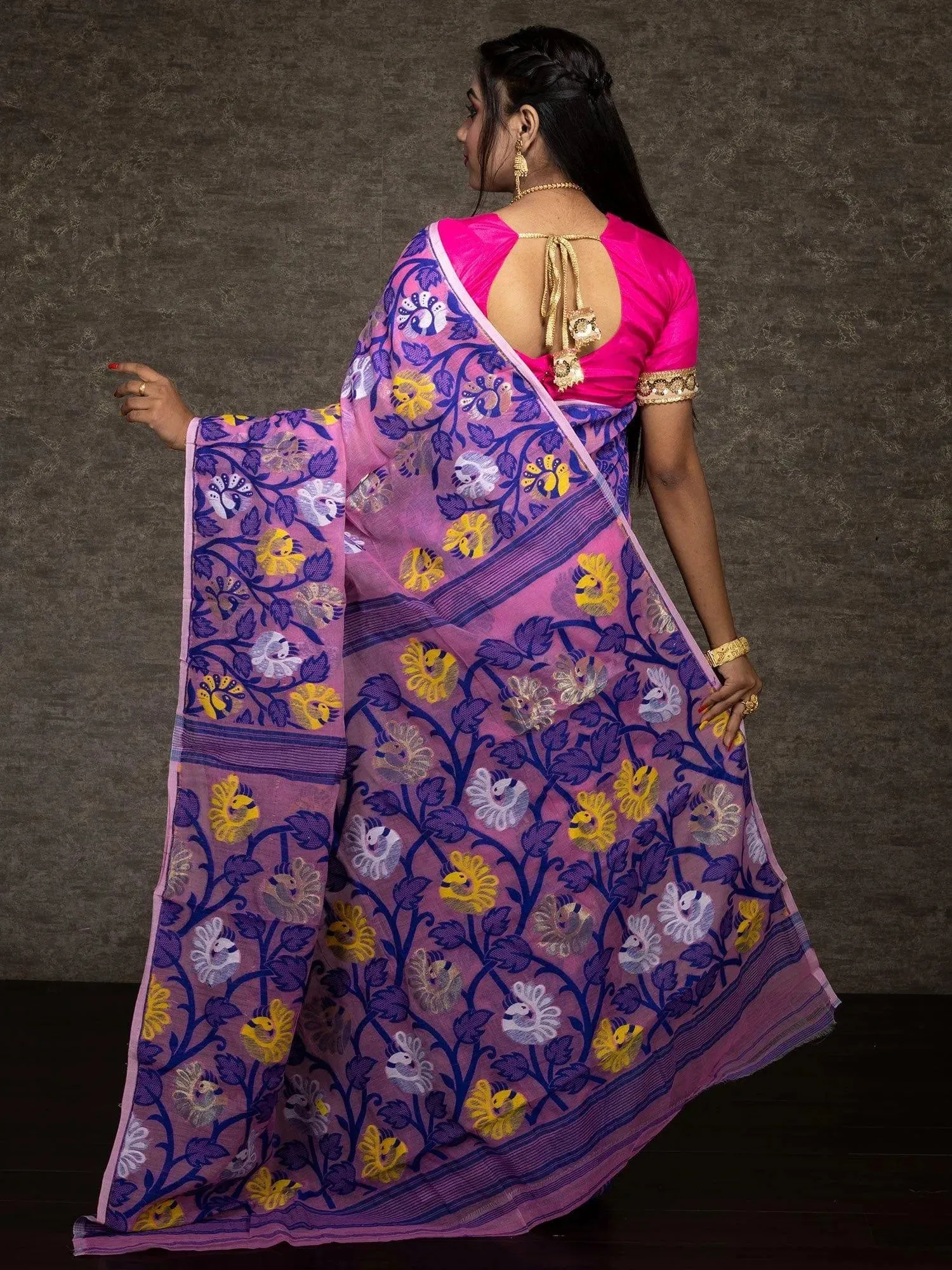 Wonderful Allover Pink Soft Dhakai Jamdani Saree