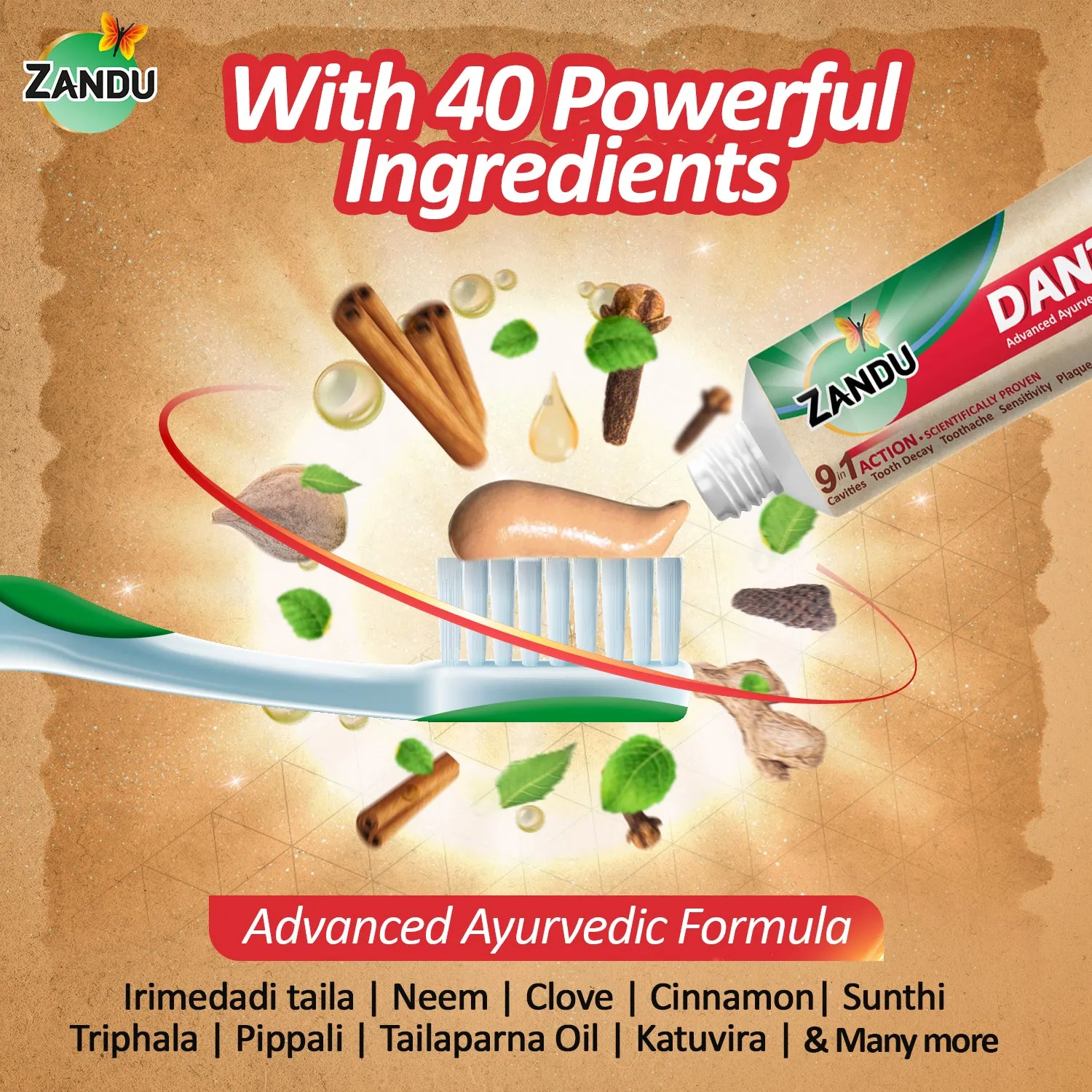 Zandu Dantveer Ayurvedic Toothpaste for Total Dental Care (Scientifically Proven)-500g
