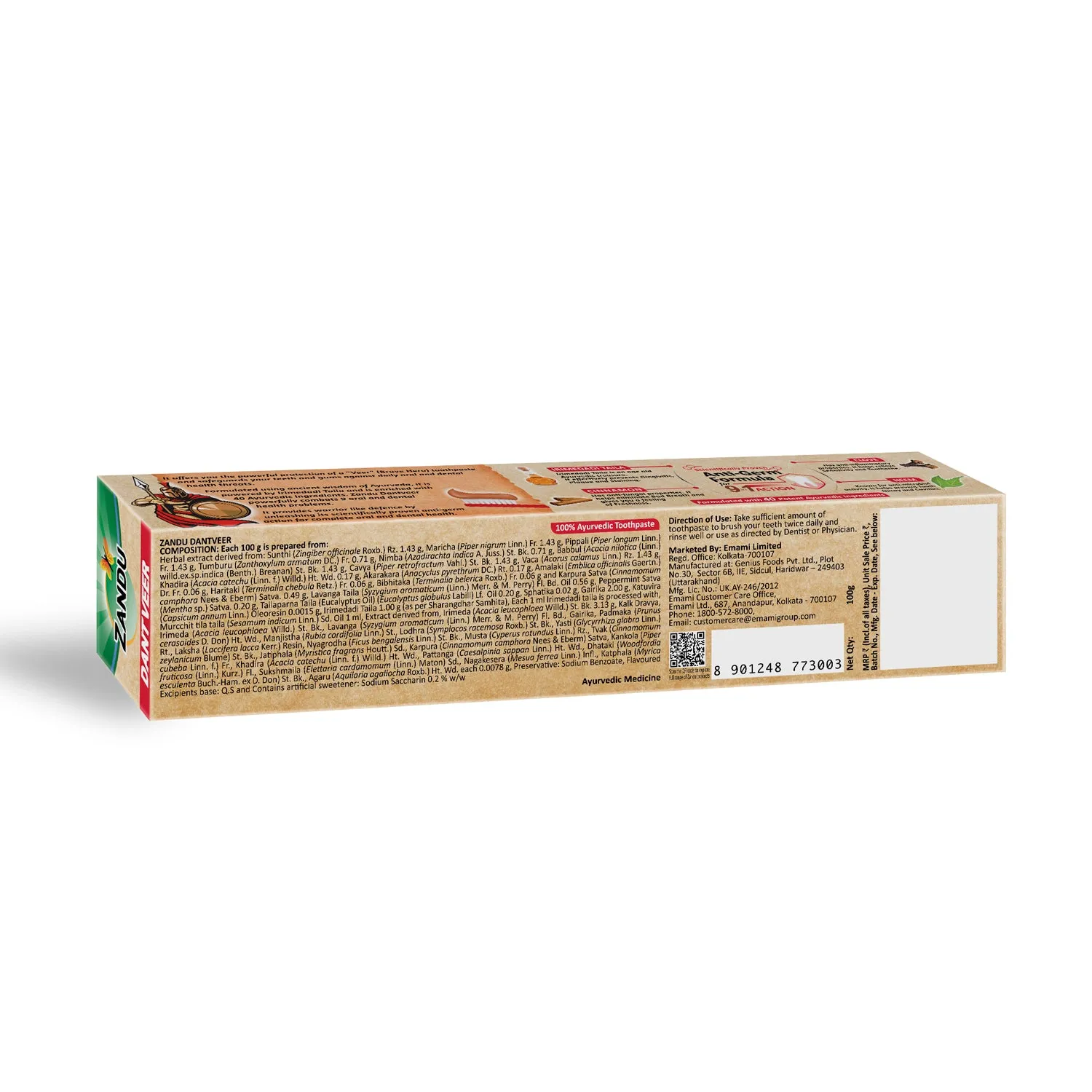 Zandu Dantveer Ayurvedic Toothpaste for Total Dental Care (Scientifically Proven)-500g