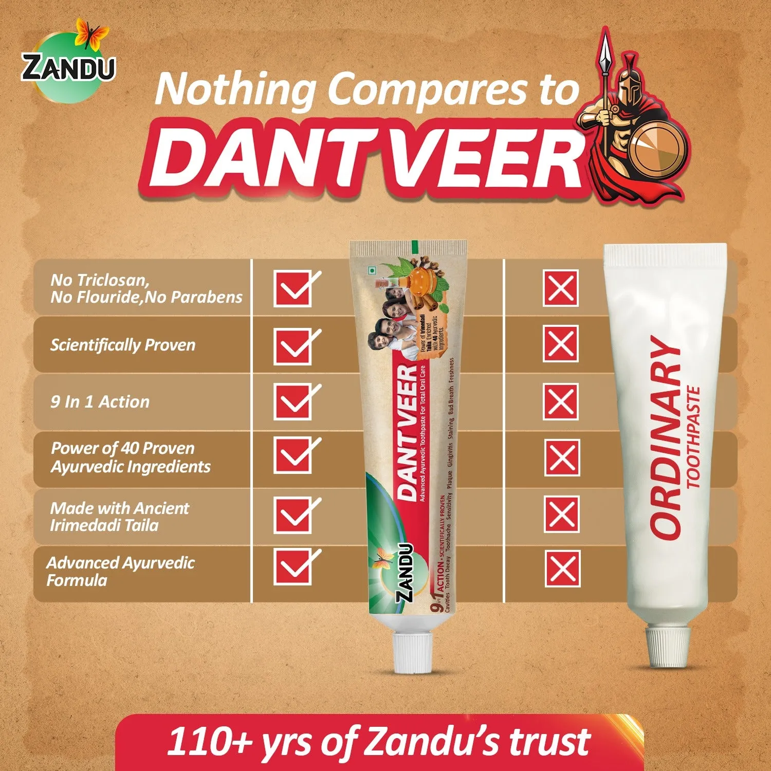 Zandu Dantveer Ayurvedic Toothpaste for Total Dental Care (Scientifically Proven)-500g