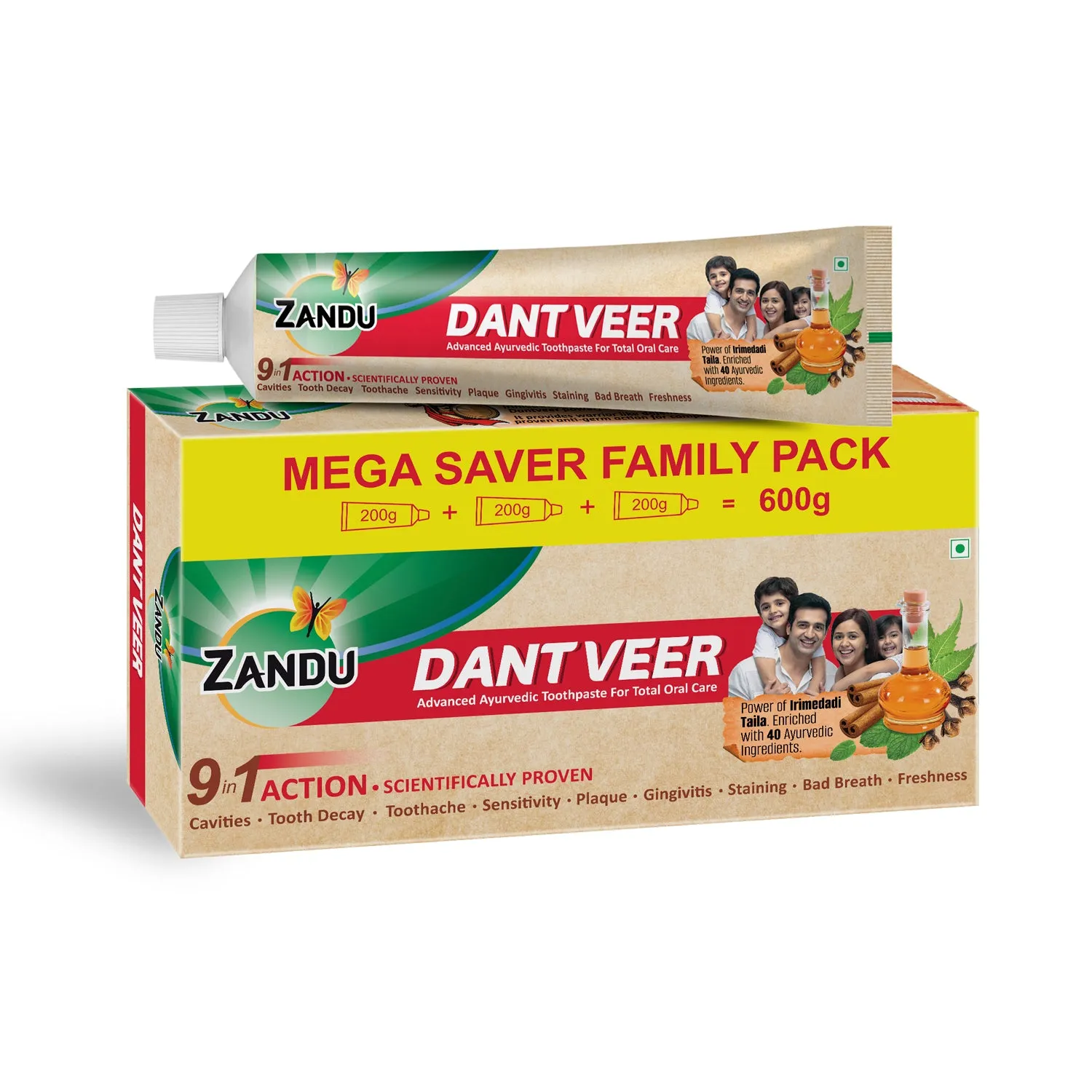 Zandu Dantveer Ayurvedic Toothpaste for Total Dental Care (Scientifically Proven)-500g