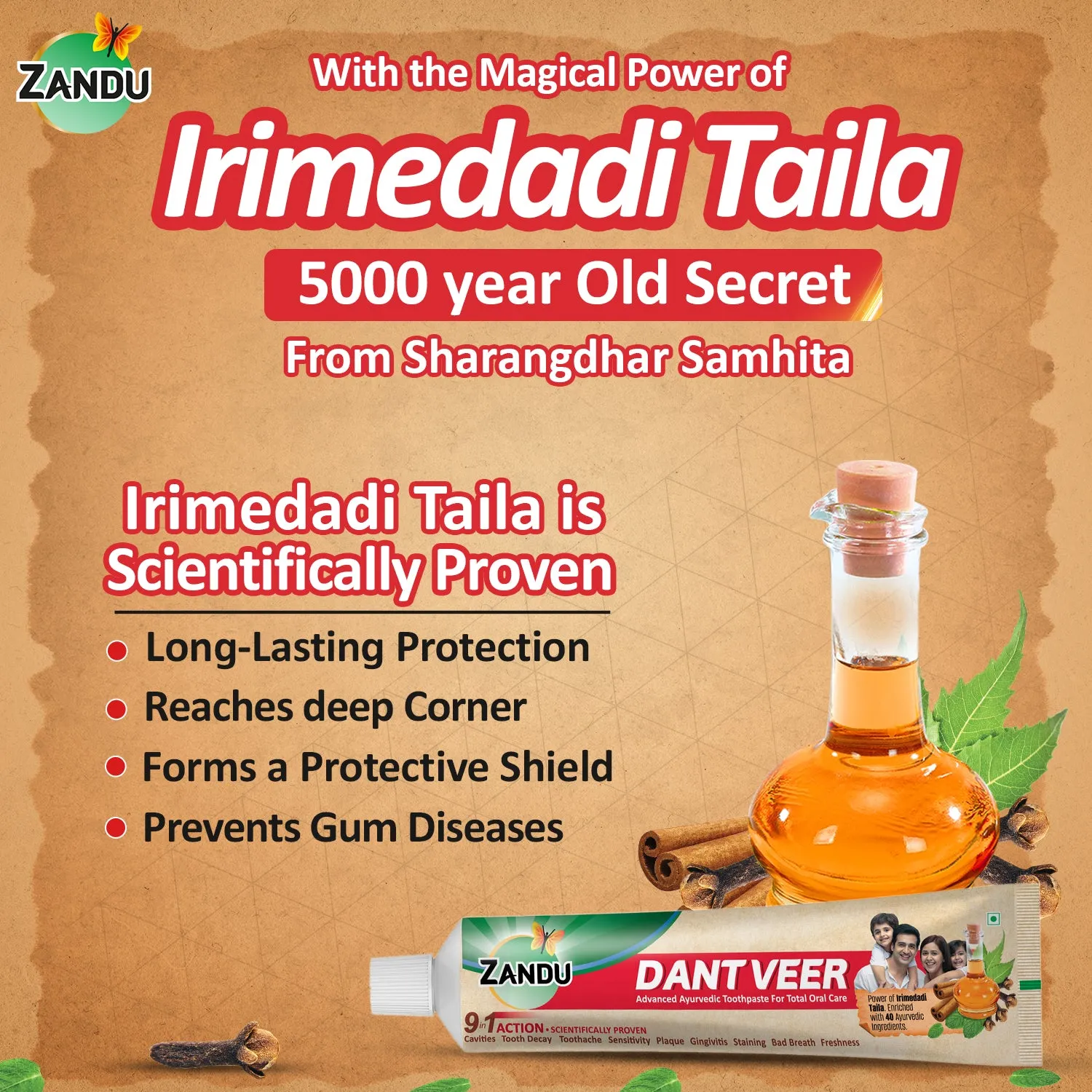 Zandu Dantveer Ayurvedic Toothpaste for Total Dental Care (Scientifically Proven)-500g