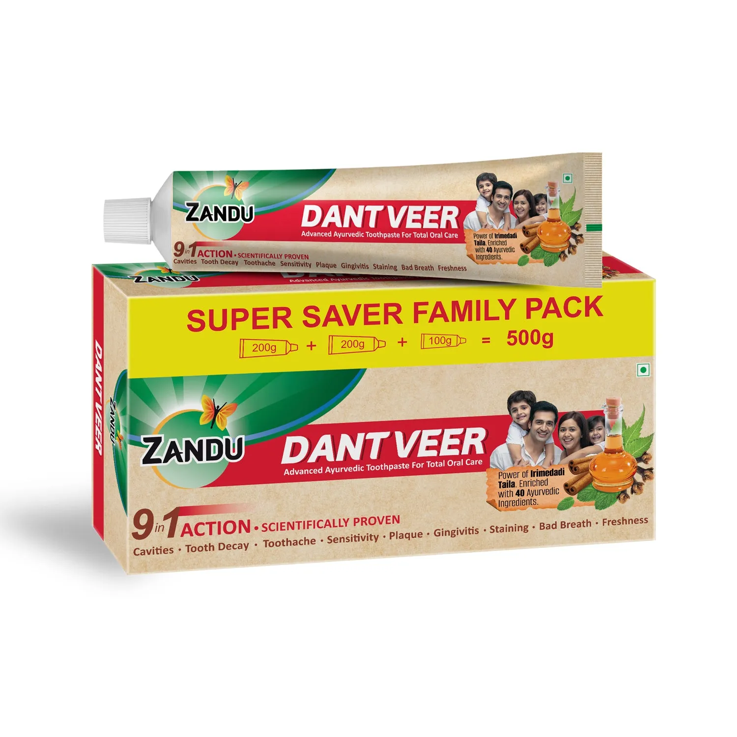 Zandu Dantveer Ayurvedic Toothpaste for Total Dental Care (Scientifically Proven)-500g