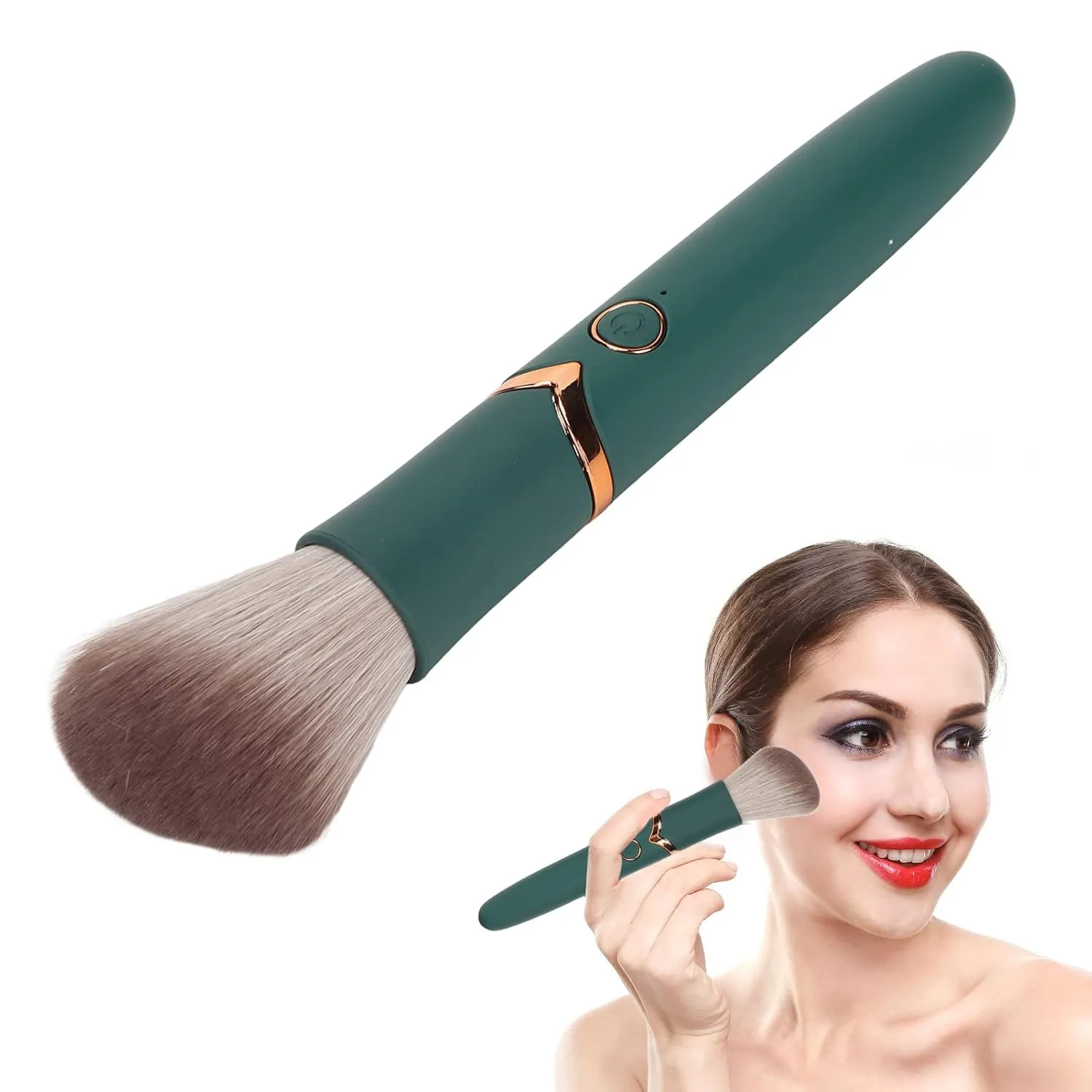 ZJchao Electric Makeup Brush, 10 Gears Rechargeable Makeup Brush Liquid Powder Blusher Concealer Vibrating Makeup Brush Makeup Brushes with Soft Brush for Home Travel Makeup