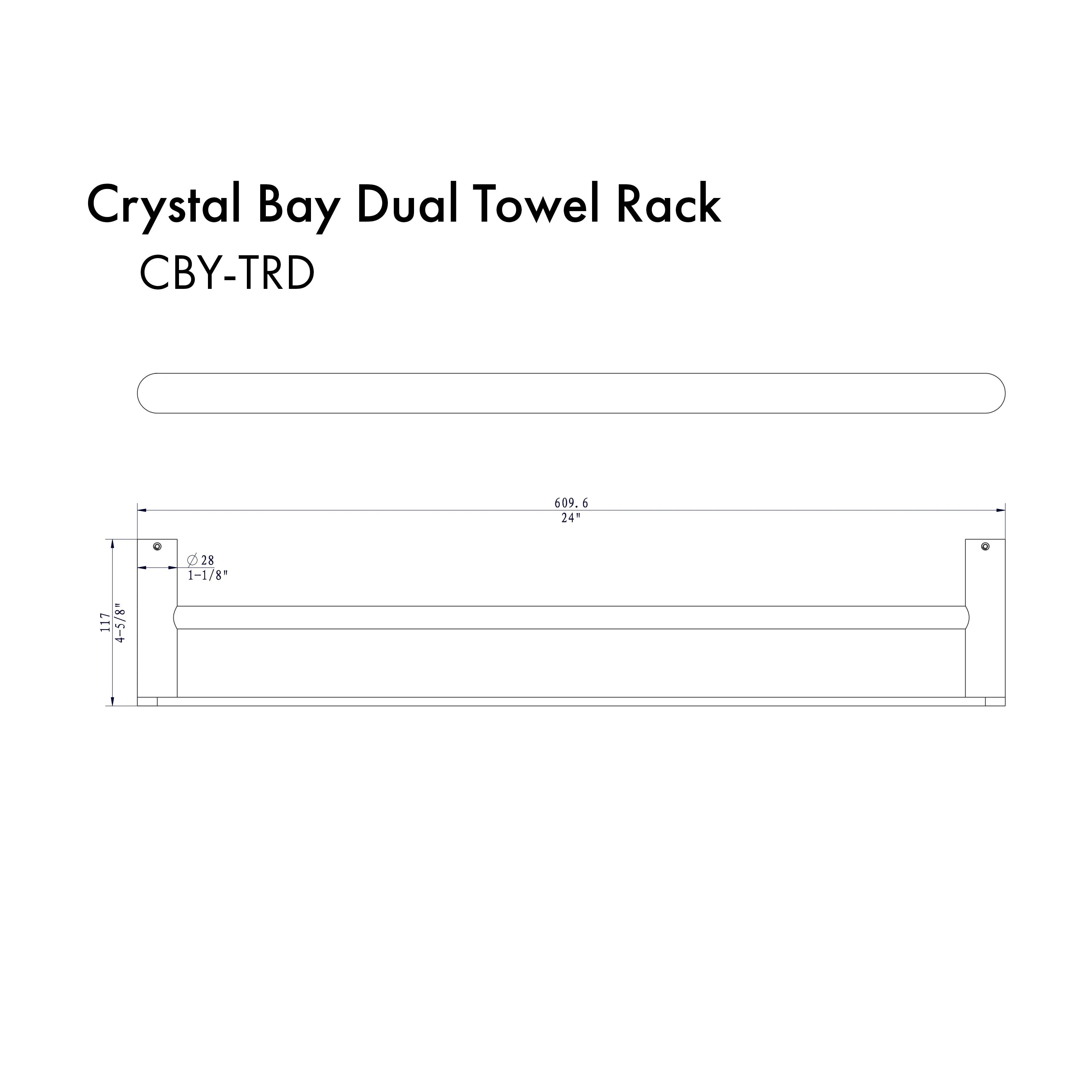 ZLINE Crystal Bay Double Towel Rail in in Matte Black (CBY-TRD-MB)
